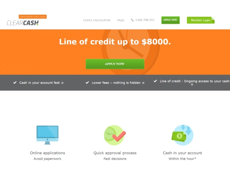 Clear Cash homepage