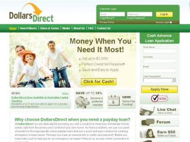 DollarsDirect homepage